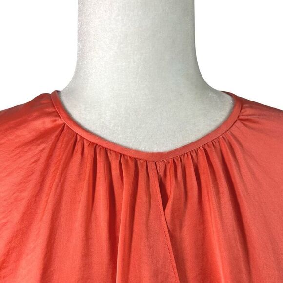 Vince Long Sleeve Blouse Women’s Medium Sz 10 Coral Draped Front - Picture 2 of 14